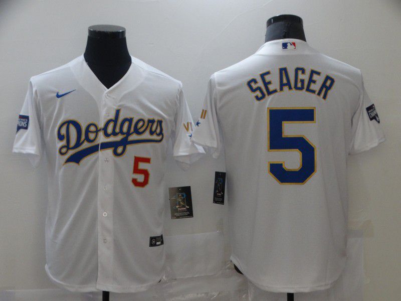 Men Los Angeles Dodgers #5 Seager White Game 2021 Nike MLB Jersey1->los angeles dodgers->MLB Jersey